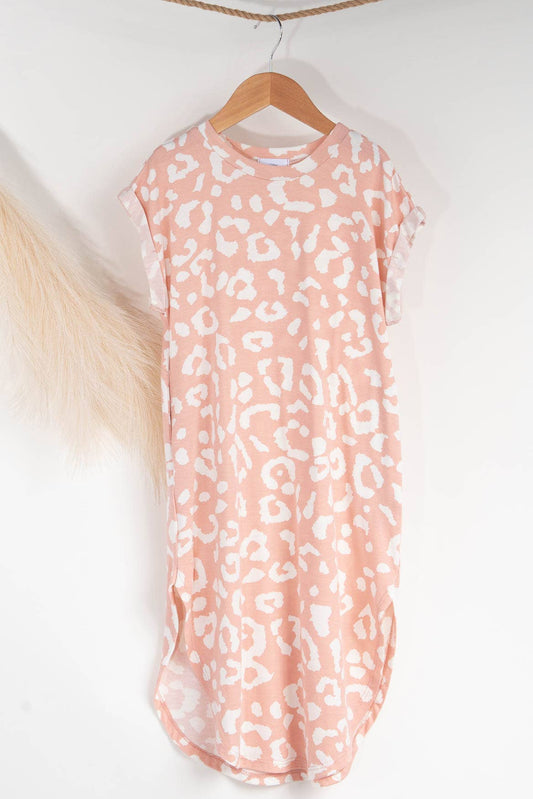 ANIMAL PRINT ROUND HEM MAXI DRESS