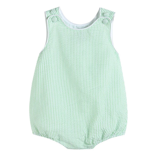 Basic Green Seersucker Bubble Romper - Monogram Blanks