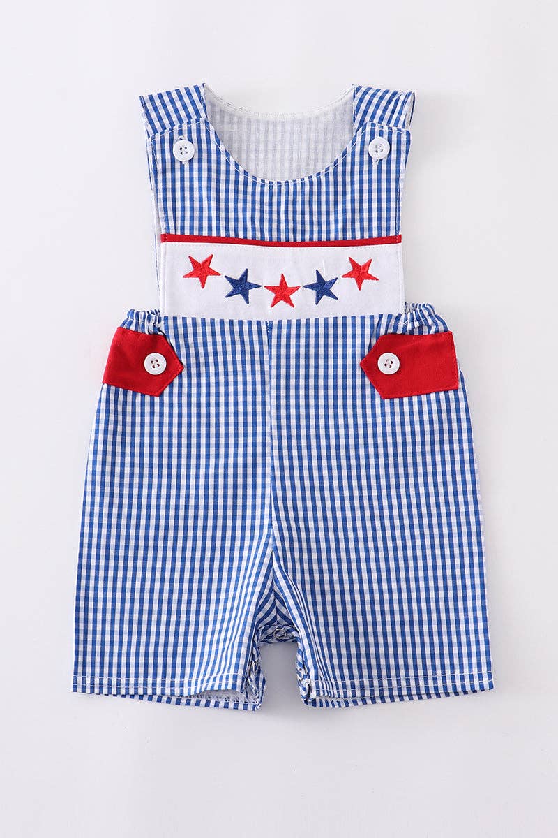 Blue gingham star embroidery boy jonjon