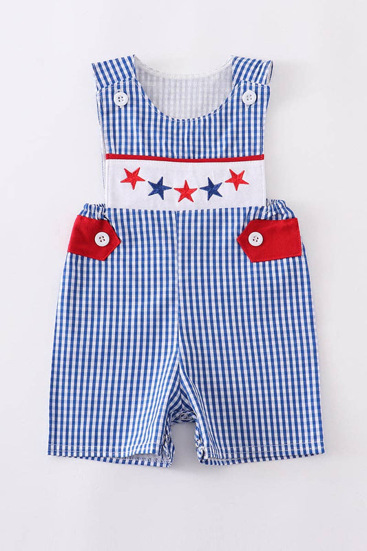 Blue gingham star embroidery boy jonjon
