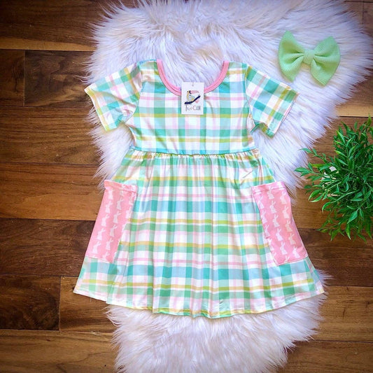 Easter Bunnies & Plaid Pocket Dress by TwoCan