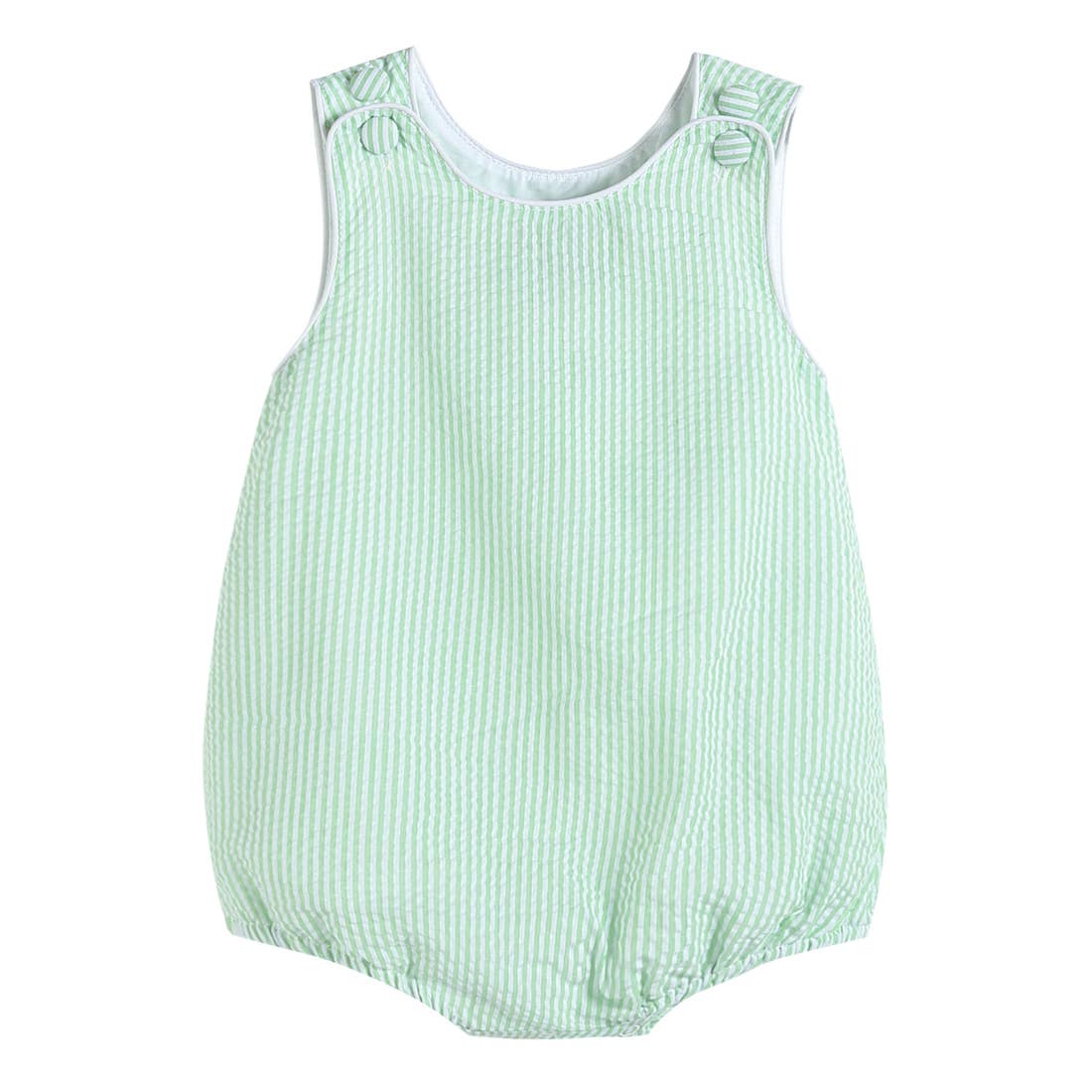 Basic Green Seersucker Bubble Romper - Monogram Blanks