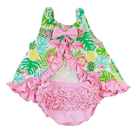 Swing Tank Top with Bow Tropical Flamingo Style Baby & Girl