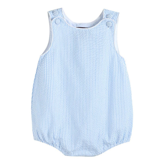 Light Blue Stripe Basic Seersucker Romper