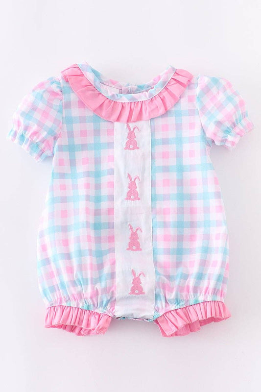 Colored plaid bunny romper