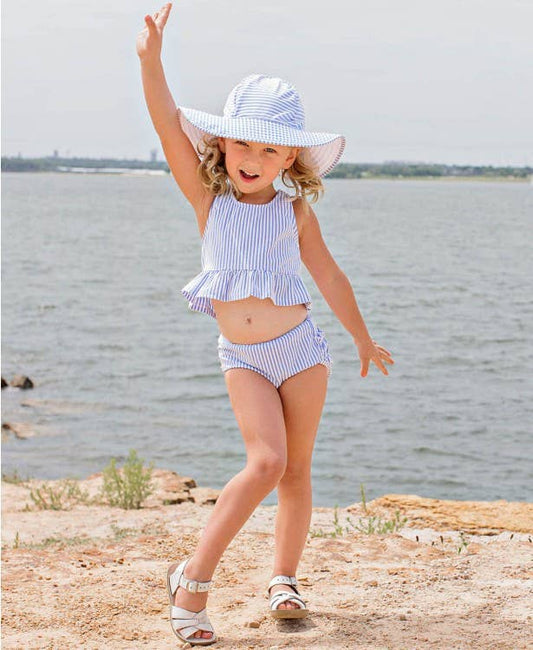 Periwinkle Blue Seersucker Swim Hat