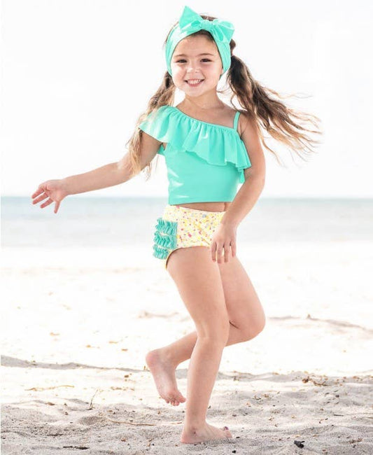 Confetti Beach Island Blue Ruffle Tankini